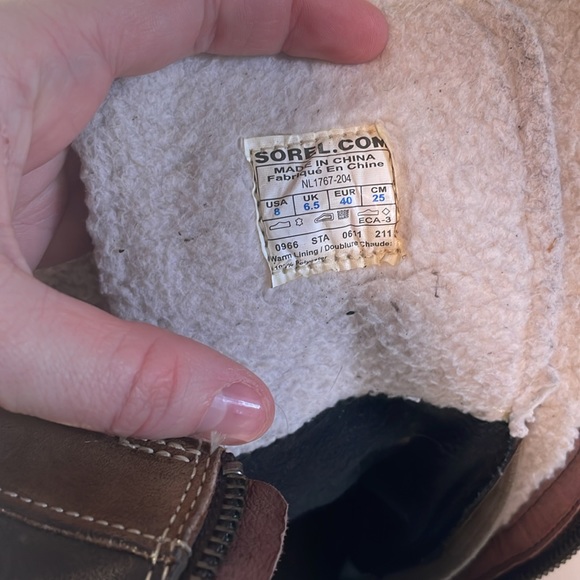 RARE Sorel Womens Sz 8 Sorelia Earhart Waterproof Leather Fleece Lined Boots - Picture 8 of 9